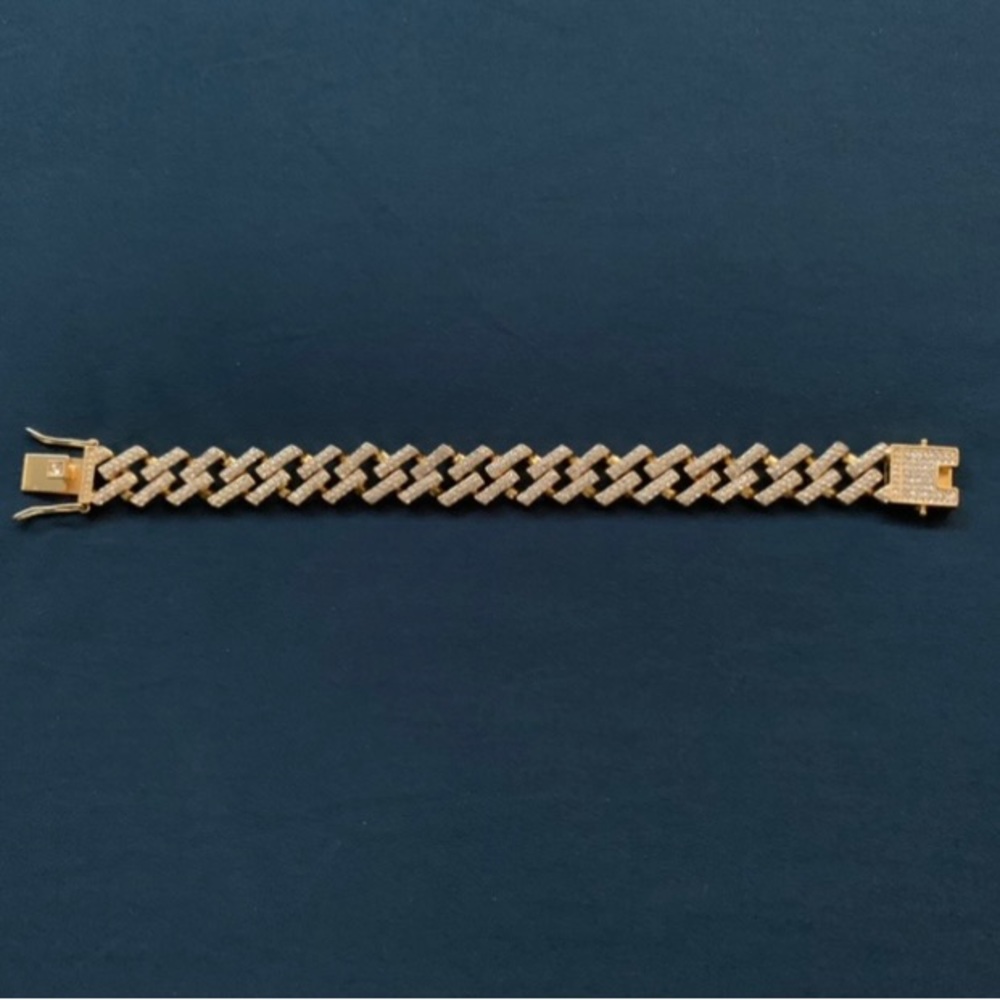 14k Gold Plated Cuban Link Iced Bracelet 13mm *Brand New*
